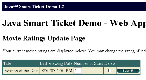 Movie Ratings Web Page